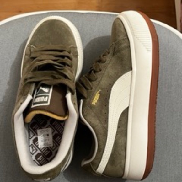 Puma Green Platform Suede Sneakers - Picture 4 of 7